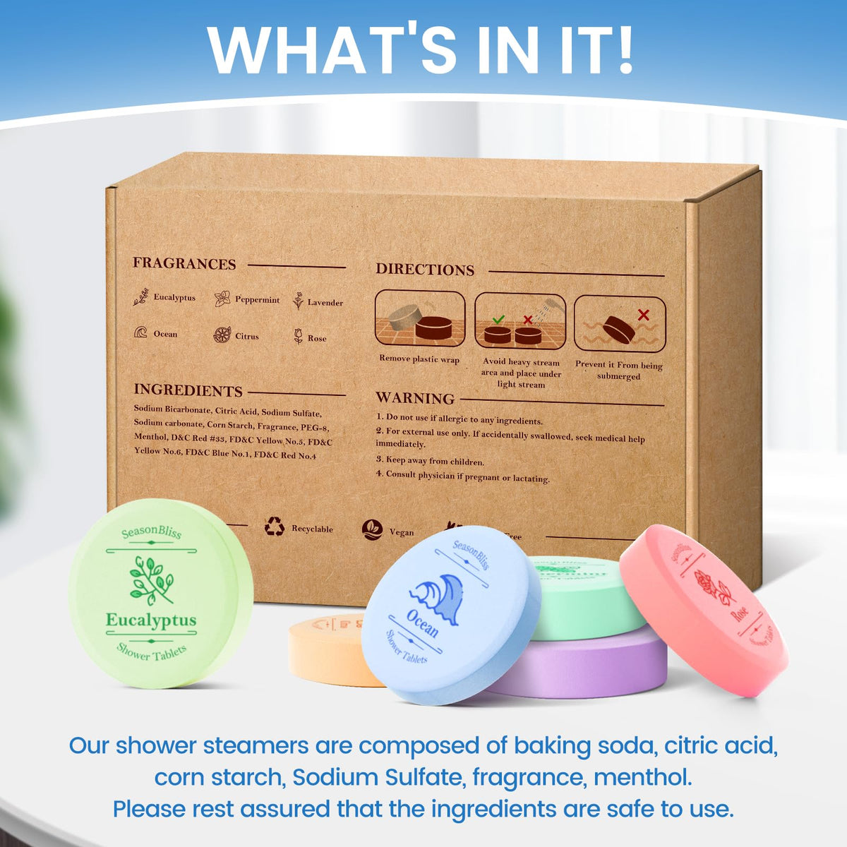 SeasonBliss steamer in shower releasing steam for quick aromatherapy benefits