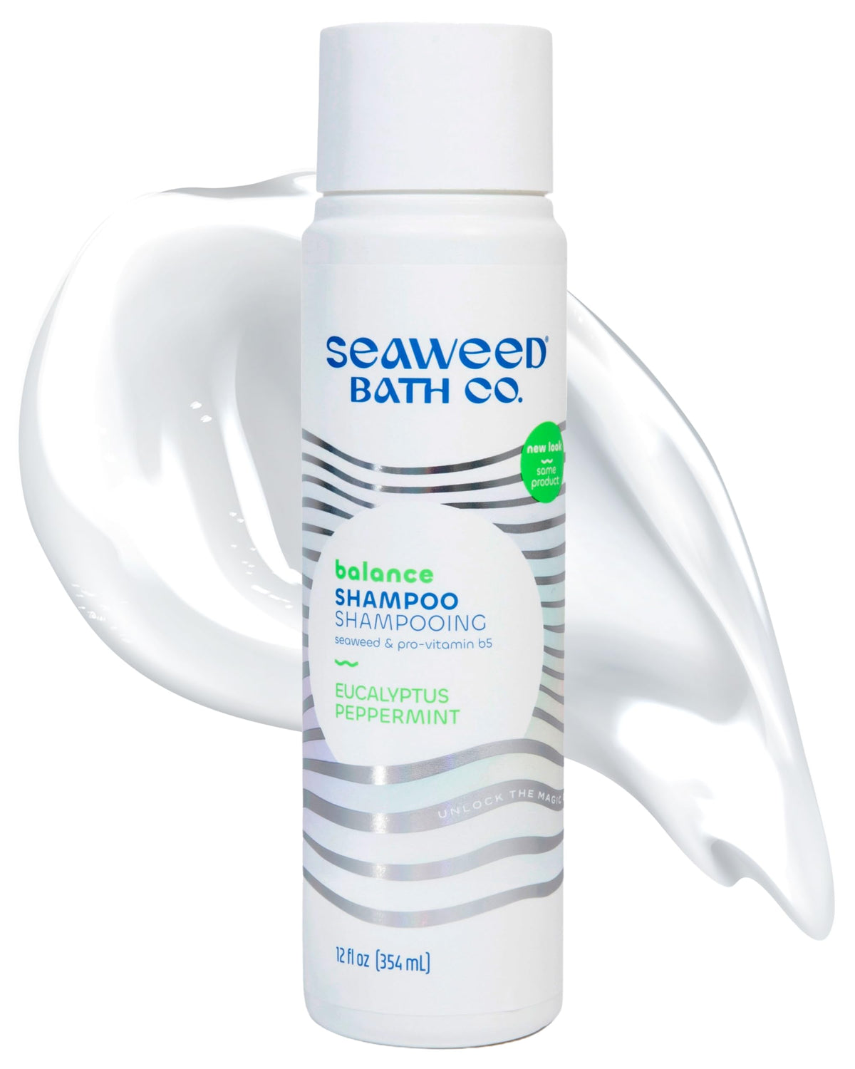 Seaweed Bath Co. bottle front label showing hydrating benefits and scent