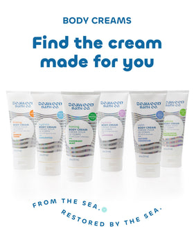Seaweed Bath Co. cream staged in bathroom lifestyle for daily routine convenience