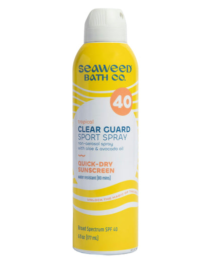 Seaweed Bath Co. Clear Guard SPF 40 front packaging showing size and label benefits