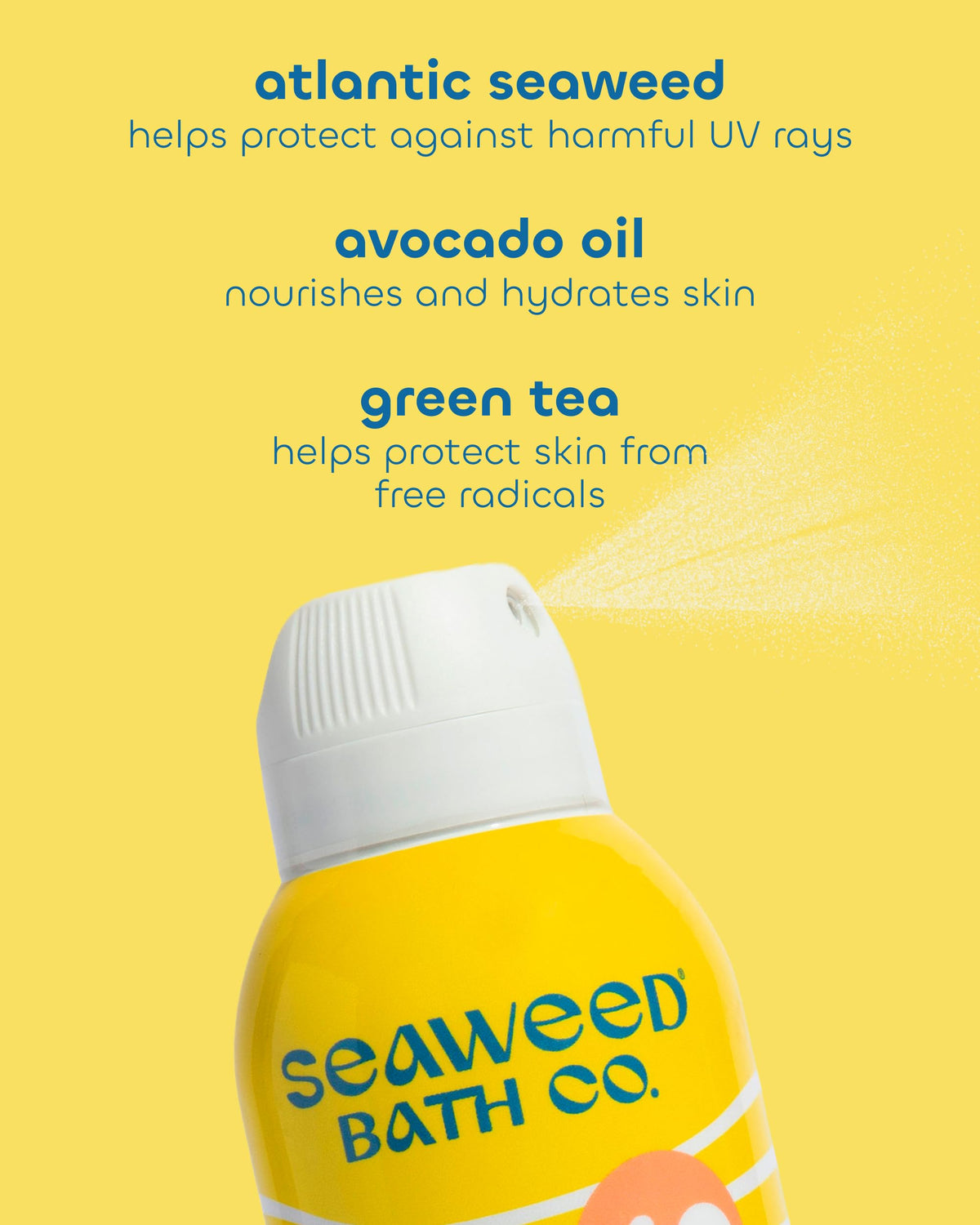 Seaweed Bath Co. Clear Guard SPF 40 ingredient panel highlighting seaweed and oils