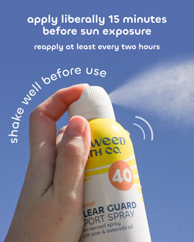 Seaweed Bath Co. Clear Guard SPF 40 next to a smartphone to show 6 oz scale
