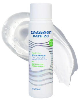 Seaweed Bath Co front packaging showing eucalyptus peppermint scent and benefits