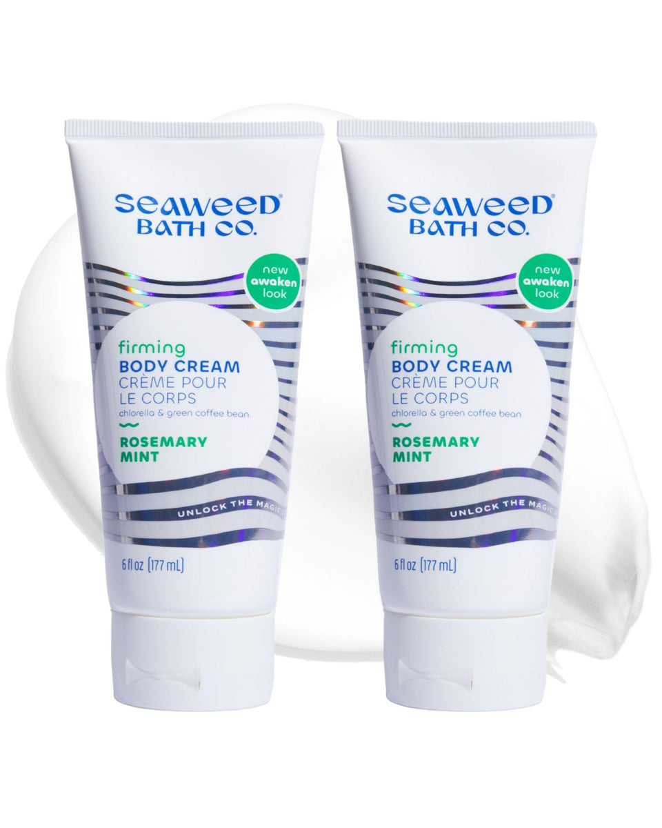 Seaweed Bath Co. firming cream front packaging showing rosemary mint scent and benefits