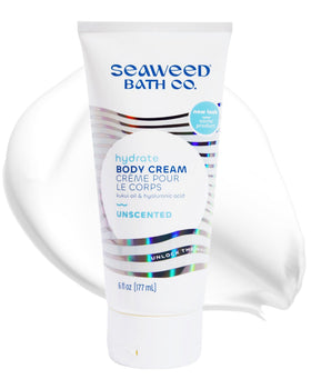Seaweed Bath Co. front packaging showing unscented hydrate cream and benefits