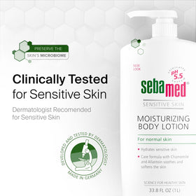 SEBAMED bottle on bathroom shelf in lifestyle scene, integrates into daily routine