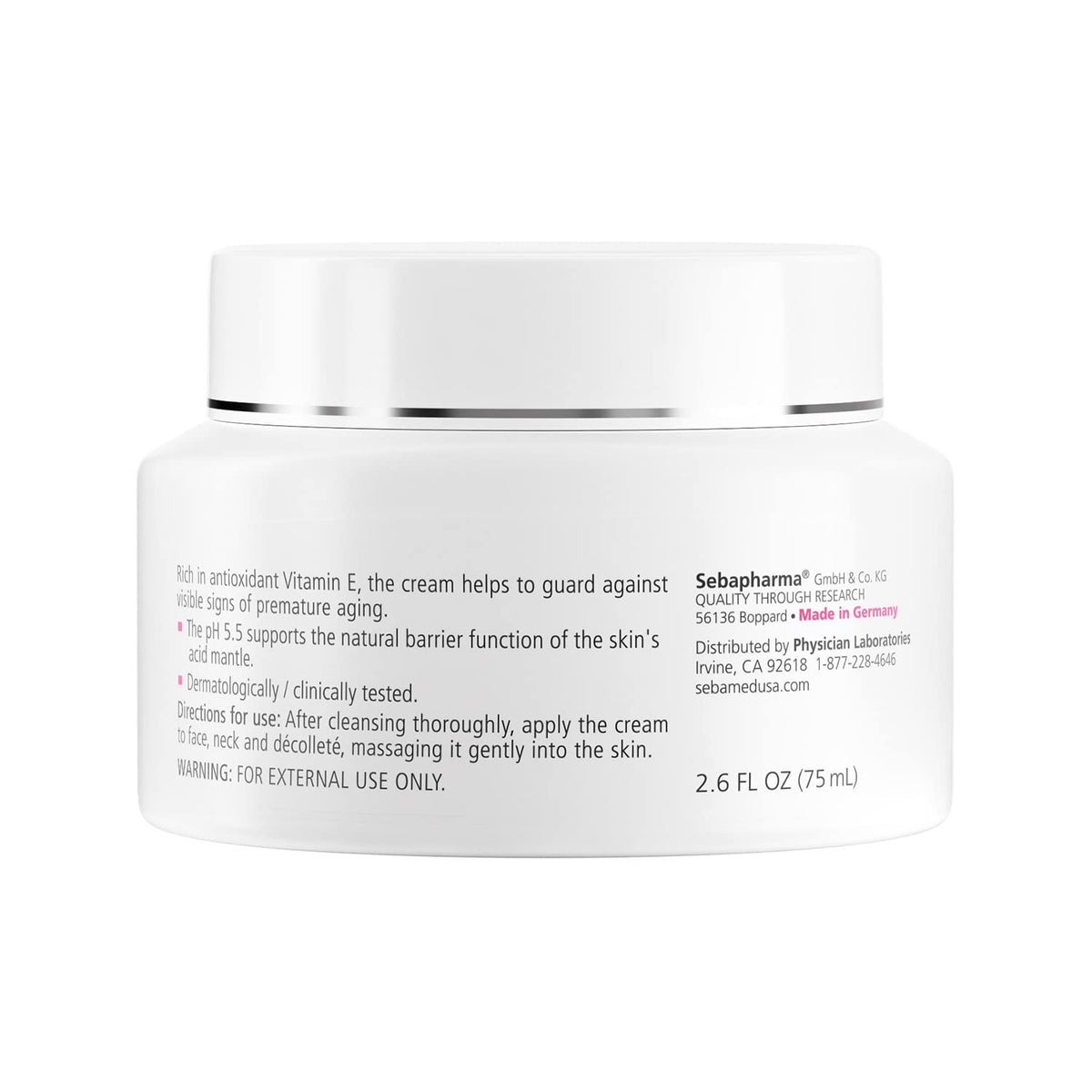 SEBAMED jar open showing cream texture and lightweight feel for fast absorption benefit
