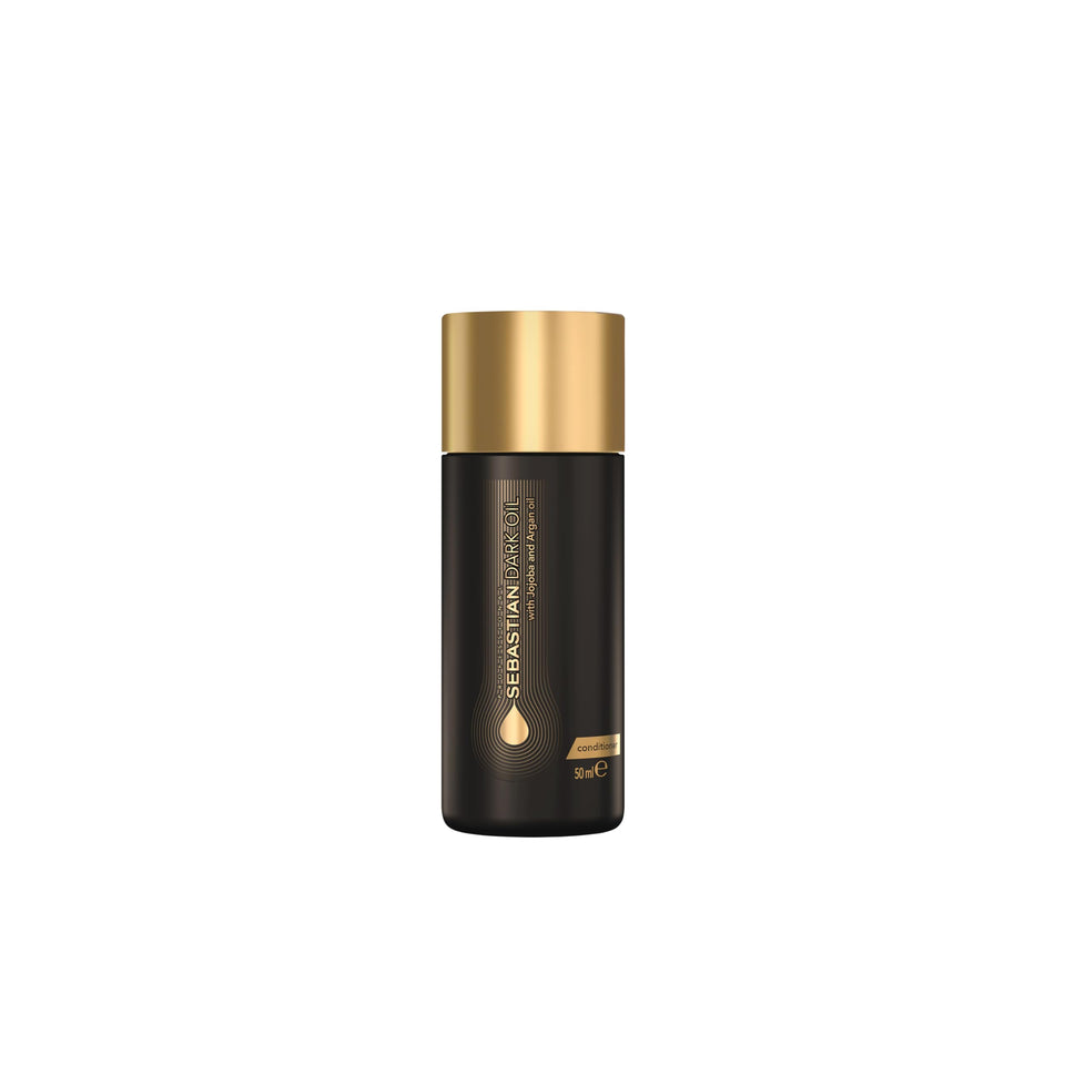 Sebastian front packaging shows travel-size conditioner and easy storage benefit