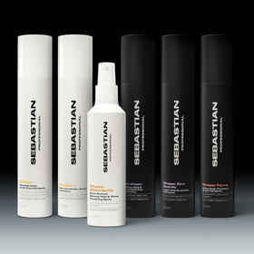 Salon stylist applying Sebastian Shaper for professional long-lasting hold