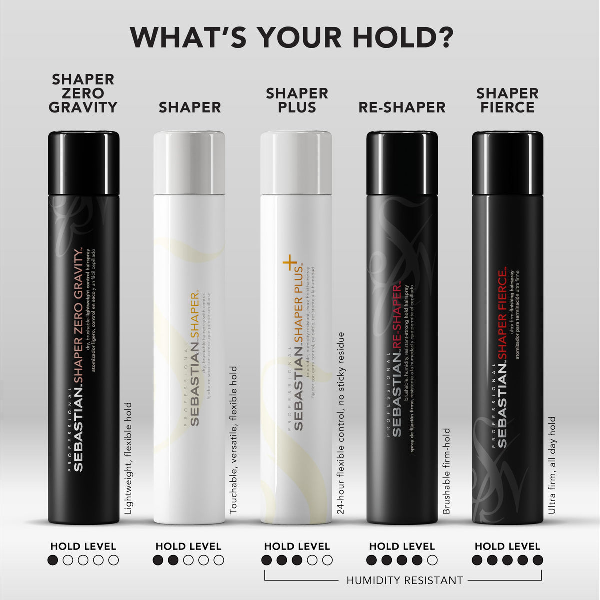 Sebastian hairspray holding styled hair in place for long‑lasting control
