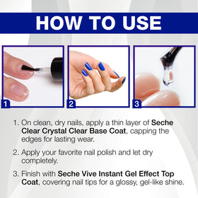Seche 14 mL bottles beside a ruler showing travel-friendly size