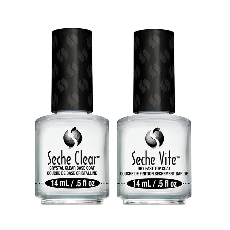 Seche front packaging showing both base and top coat for protection