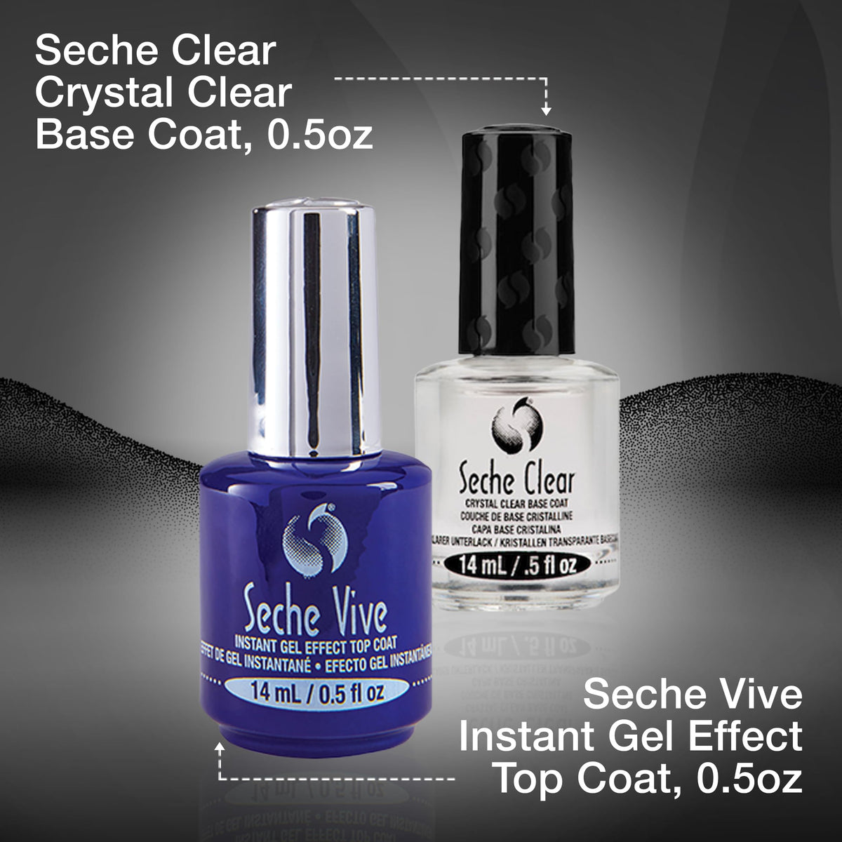 Seche duo being applied during an at-home manicure for quick results