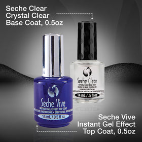 Seche duo being applied during an at-home manicure for quick results