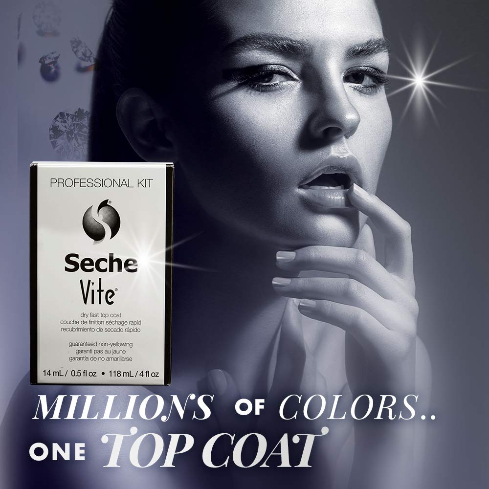 Seche brush detail with open bottle demonstrating easy smooth application benefit