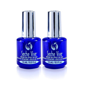 Seche Vive front packaging showing two glossy top coat bottles for long-lasting shine
