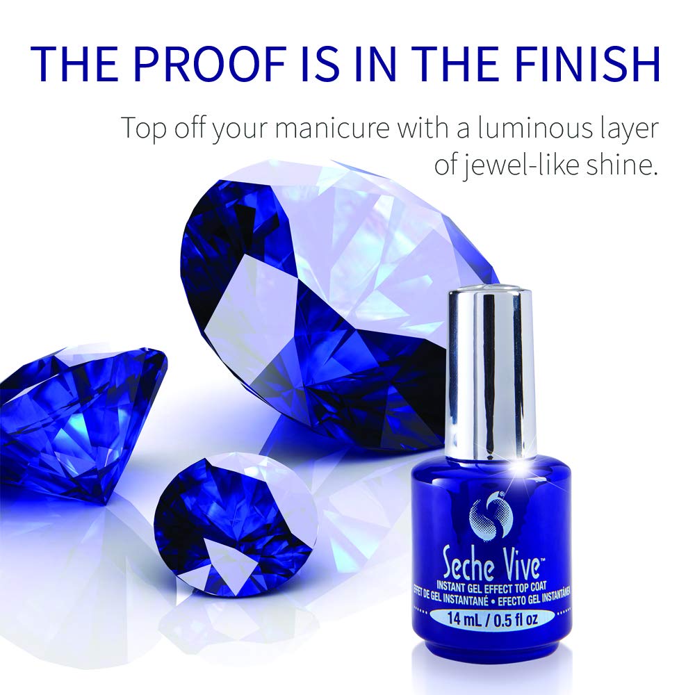 Seche Vive high-gloss closeup on nail highlighting intense mirror-like shine