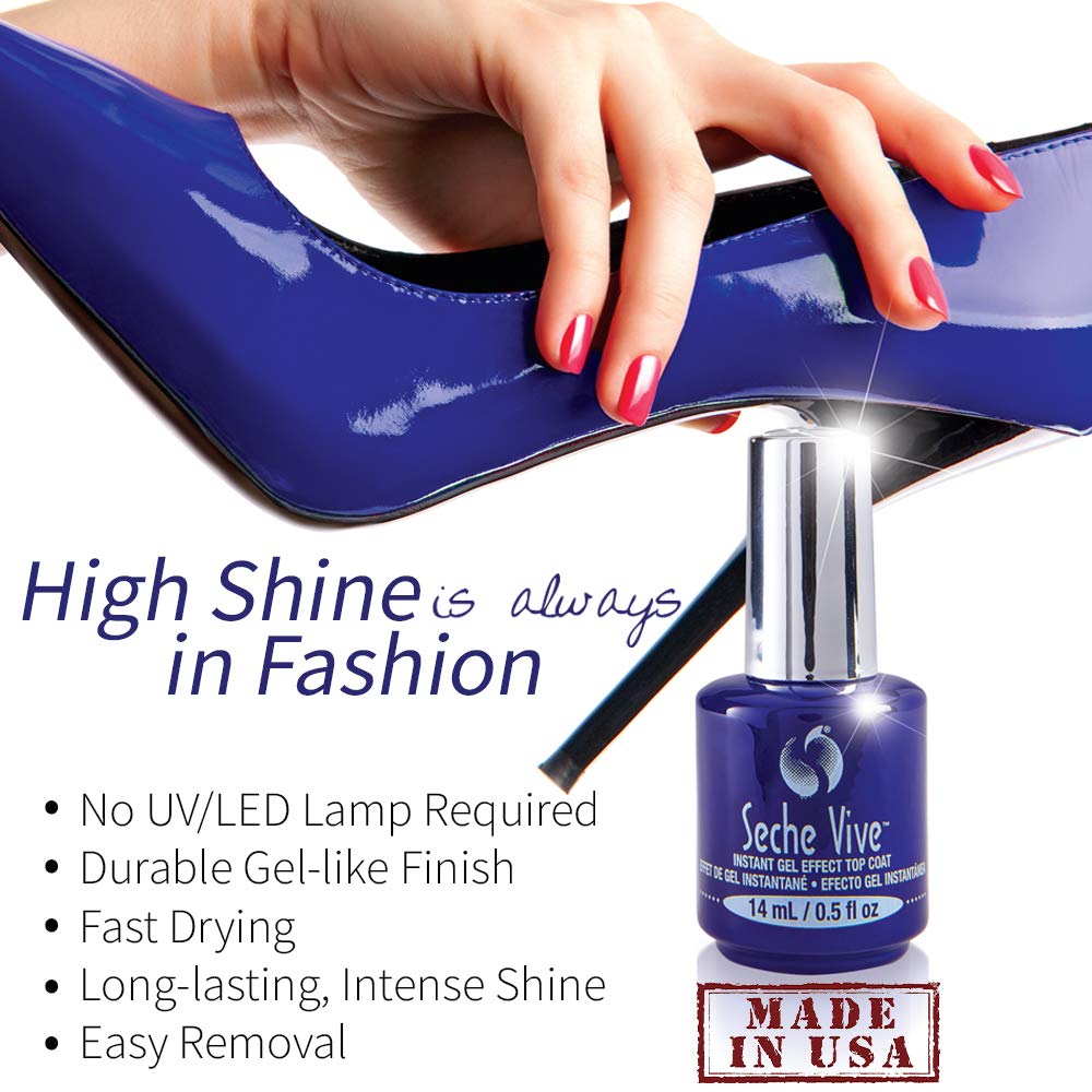 Seche Vive before and after nails displaying added shine and protection