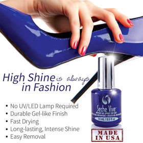 Seche Vive before and after nails displaying added shine and protection