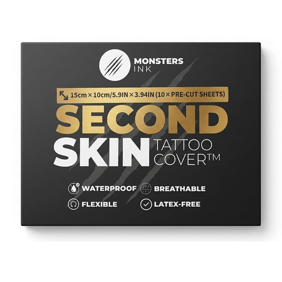 Second Skin Tattoo Cover front packaging showing product count and size benefit