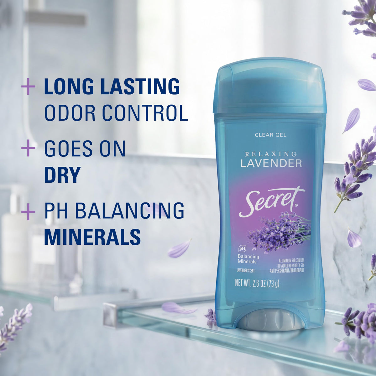 Secret clear gel texture visible under open cap for quick-dry application