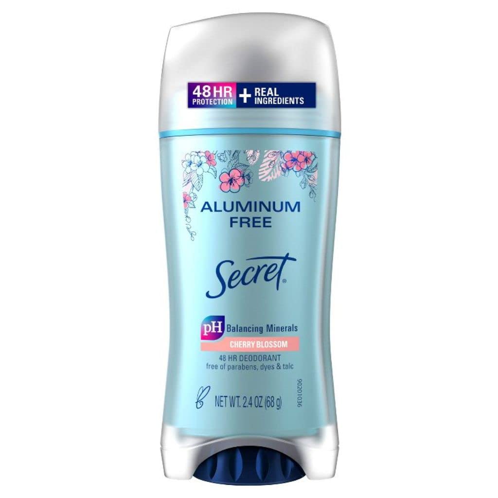 Secret Cherry Blossom front packaging showing scent and aluminum-free benefit