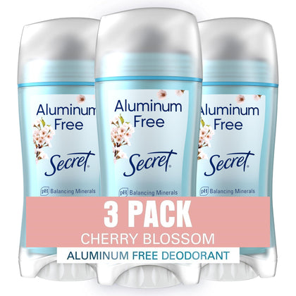 Secret cherry blossom front packaging showing three sticks and scent benefit