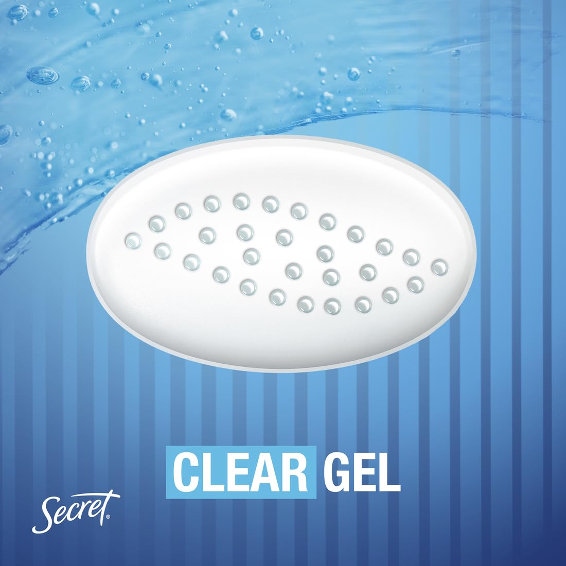 Close-up of Secret gel texture illustrating clear application and no residue
