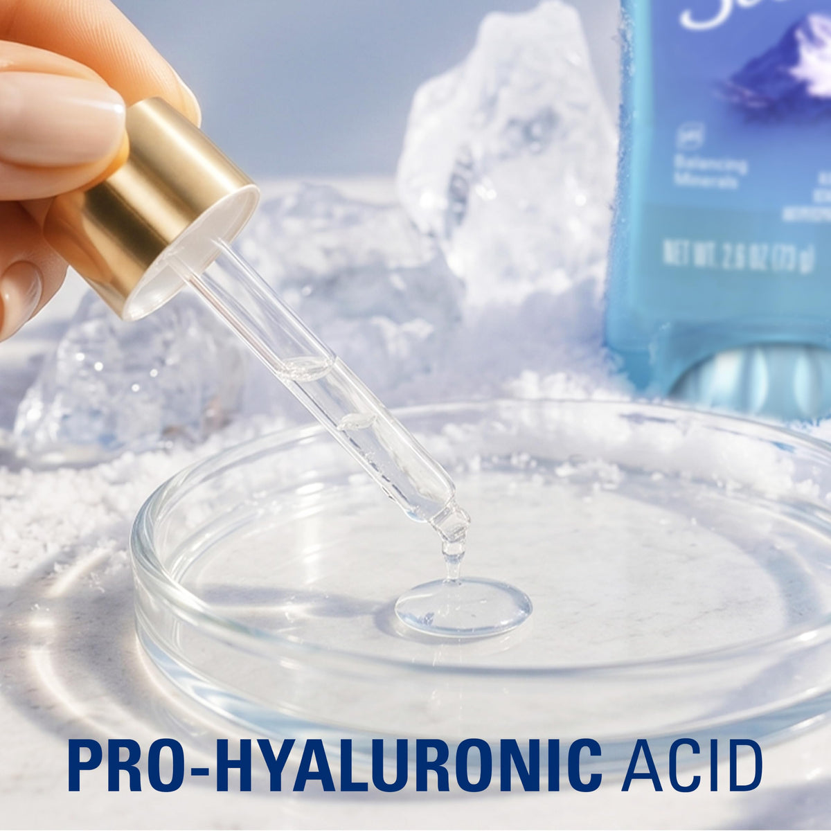 Secret gel drying on skin showing no white marks and comfort benefit