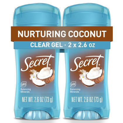 Secret clear gel front packaging showing brand and scent benefit
