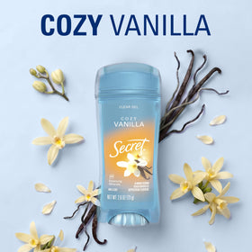 Secret clear gel used after workout illustrating lasting odor control during activity
