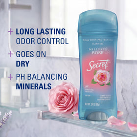 Secret clear gel open cap demonstrating easy application benefit