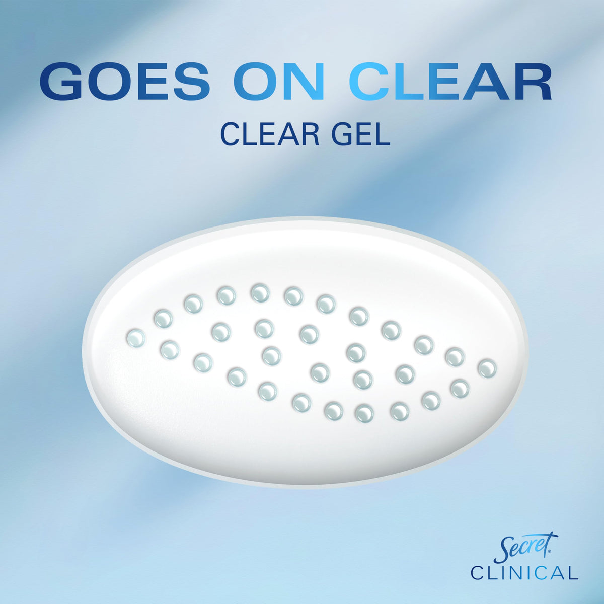 Secret clear gel with PETA cruelty-free badge, emphasizing ethical certification