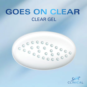 Secret clear gel with PETA cruelty-free badge, emphasizing ethical certification