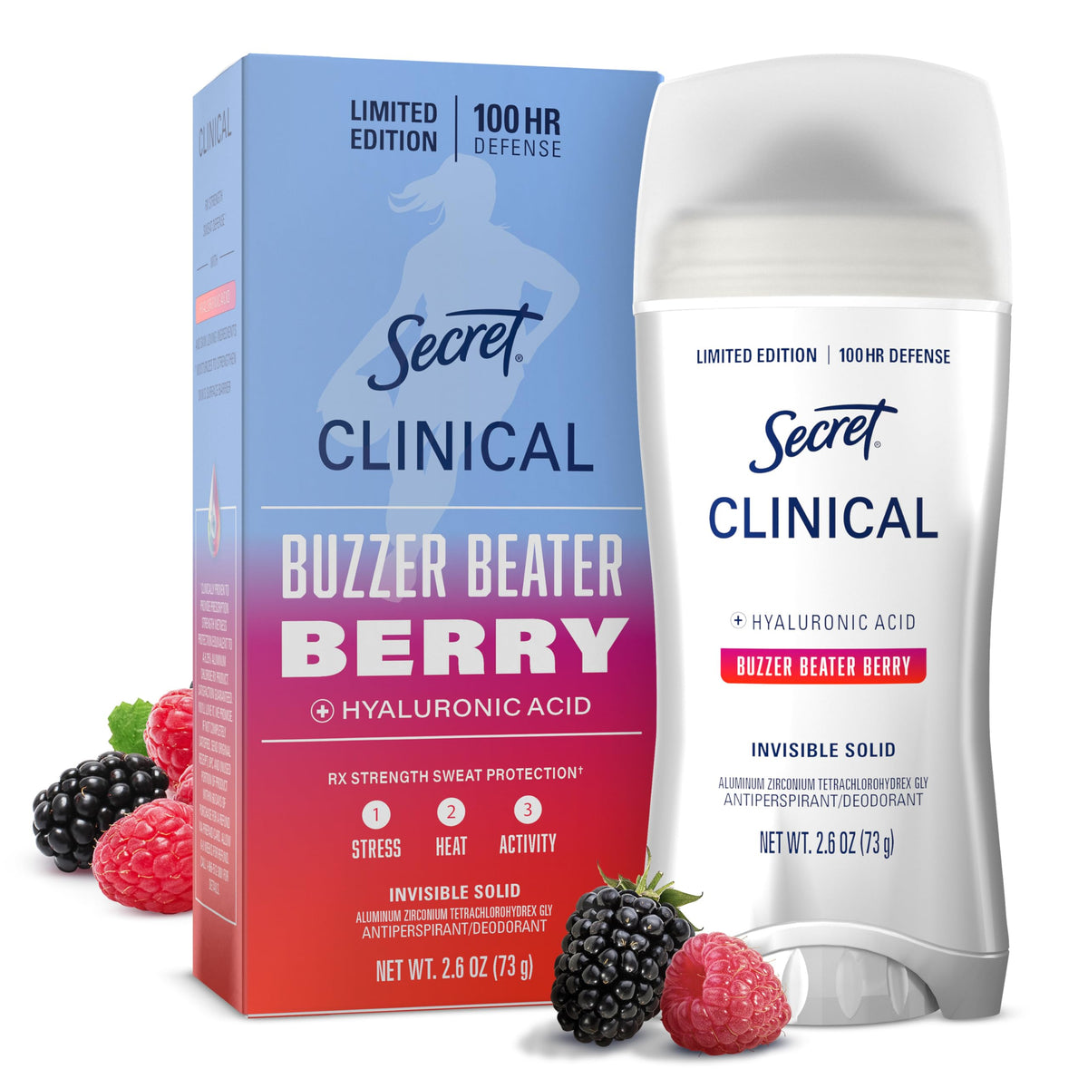 Secret clinical front packaging showing scent and edition, conveys reliable protection