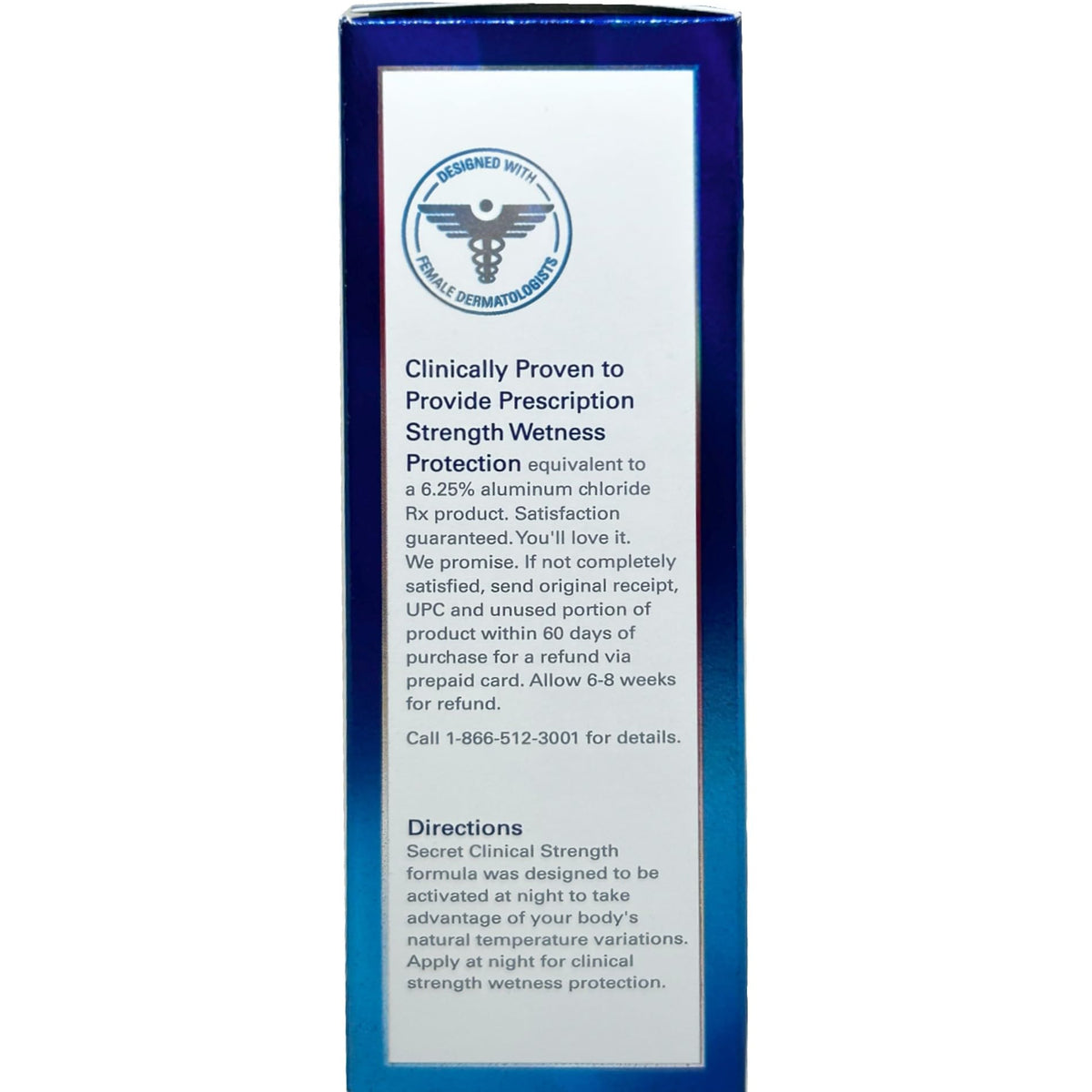 Secret clinical label detail showing active ingredients and usage directions for user clarity