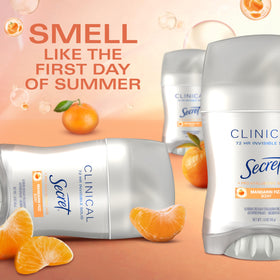 Secret Clinical Mandarin Fizz label detail highlighting 72-hour protection claims