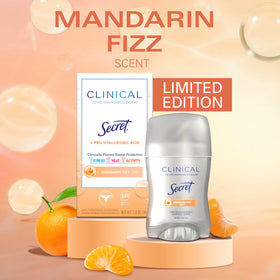Secret Clinical Mandarin Fizz solid texture close-up showing smooth glide