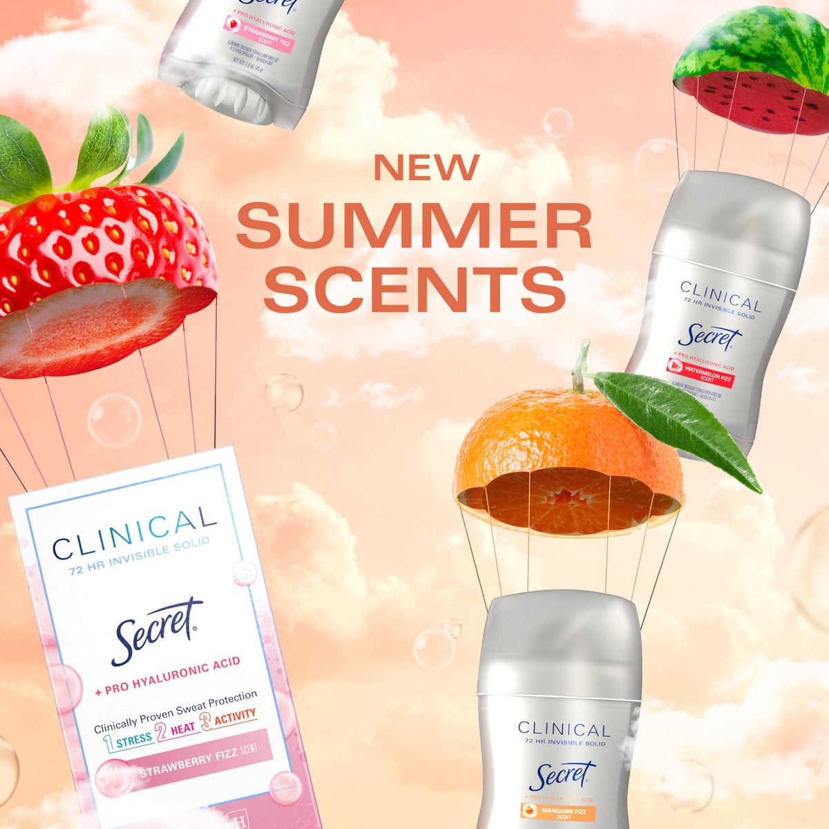 Secret Clinical Mandarin Fizz in a travel bag for on-the-go freshness