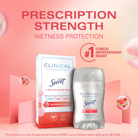 Secret Clinical product in hand to show compact 1.6 oz size and portability