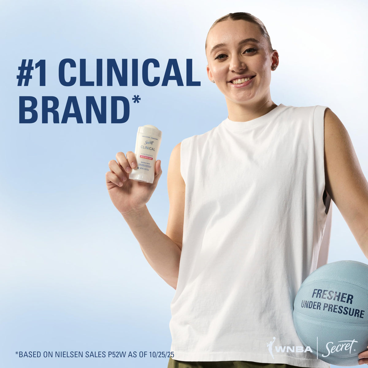 Secret clinical size comparison in hand illustrating portable 2.6 oz convenience