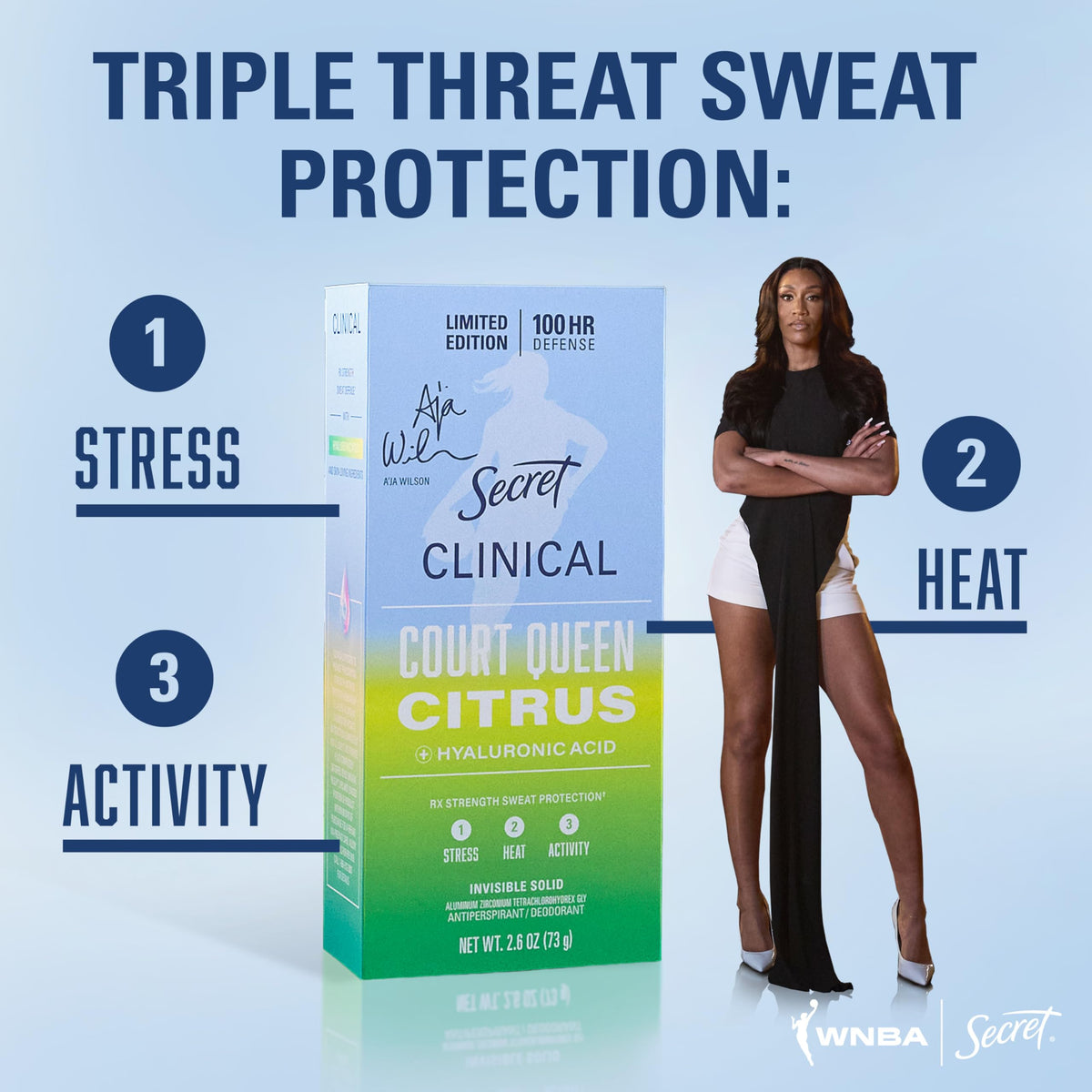 Secret Clinical stick top view displaying invisible solid applicator for no-mark use