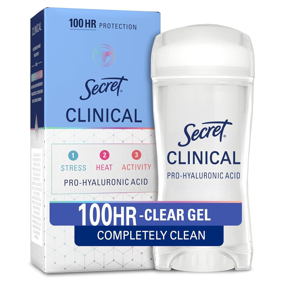 Secret front packaging showing clinical strength and scent benefit