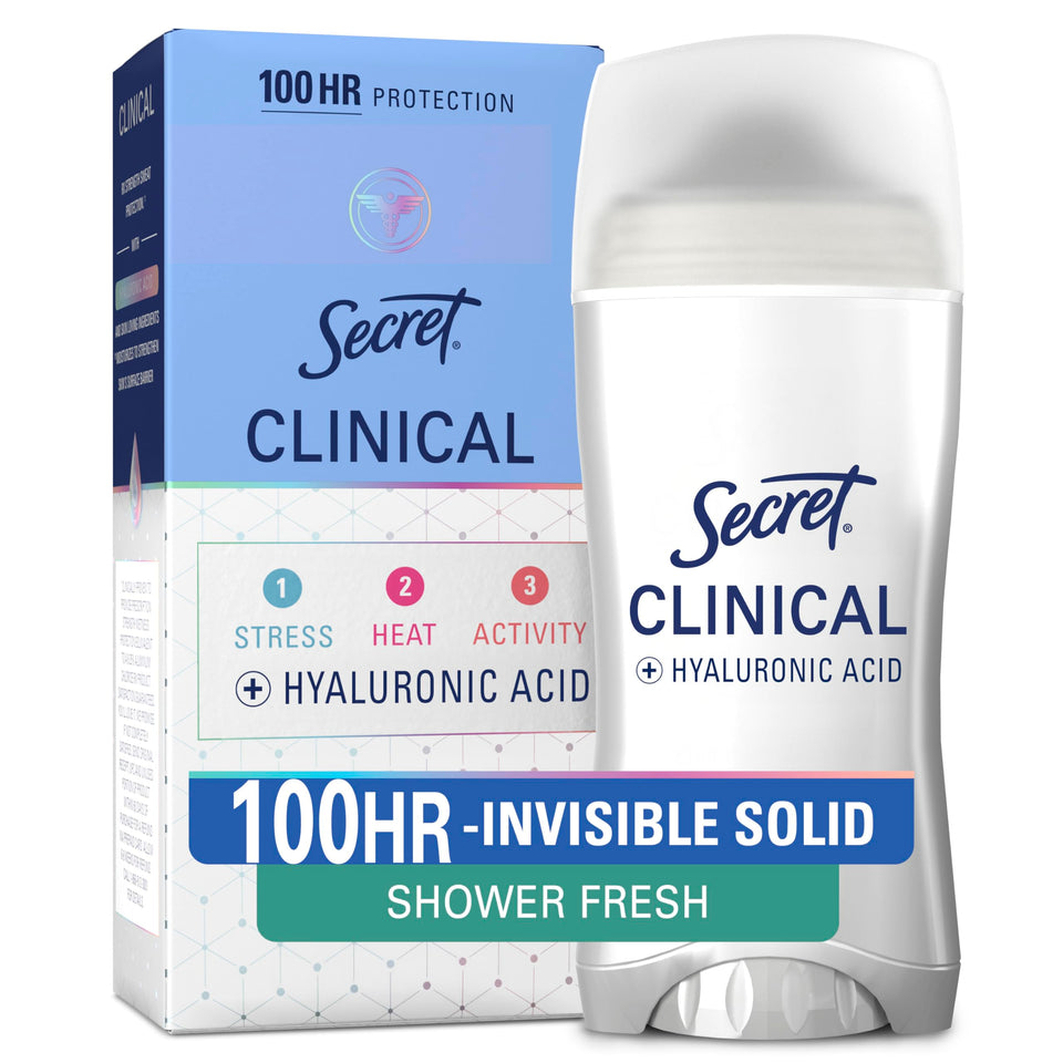 Secret clinical strength front packaging showing product and scent for dependable protection