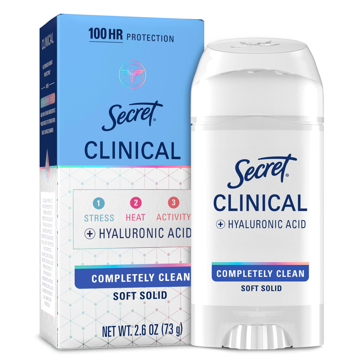 Secret clinical strength front packaging showing durable sweat protection
