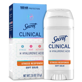 Secret clinical strength front packaging showing product and benefit