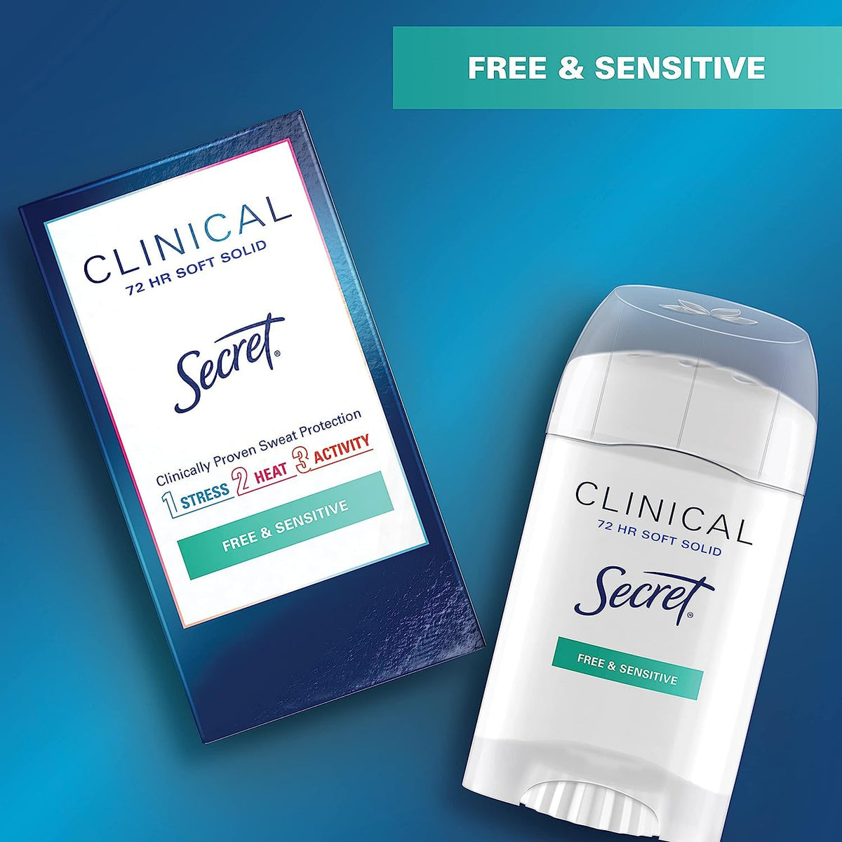 Secret Clinical Strength applied to underarm representing strong wetness protection