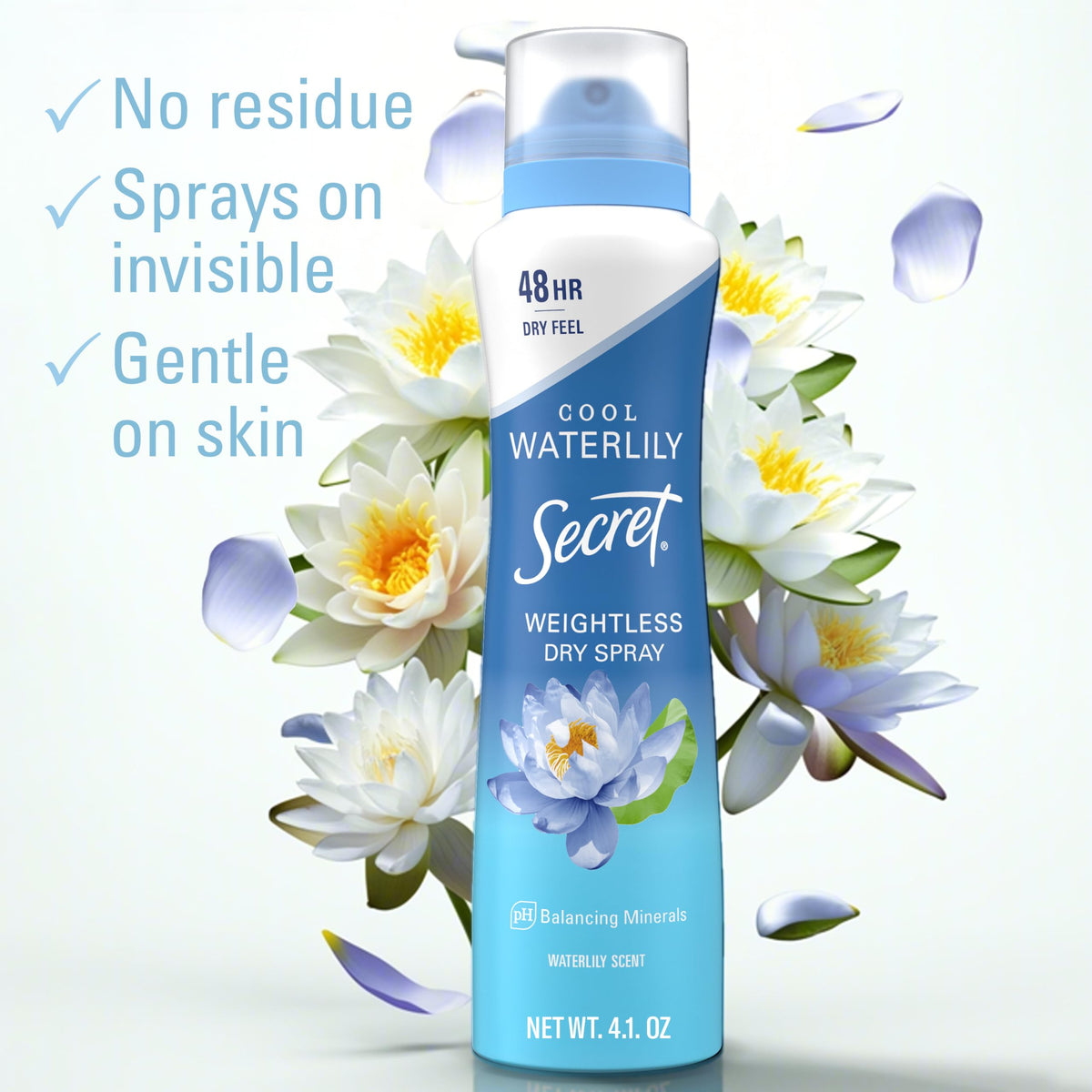 Secret close-up of spray nozzle highlighting precise, even application benefit
