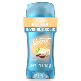 Secret front packaging showing cocoa butter scent and 72hr protection
