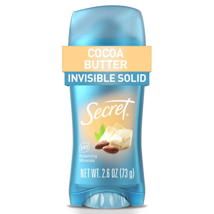Secret front packaging showing cocoa butter scent and 72hr protection